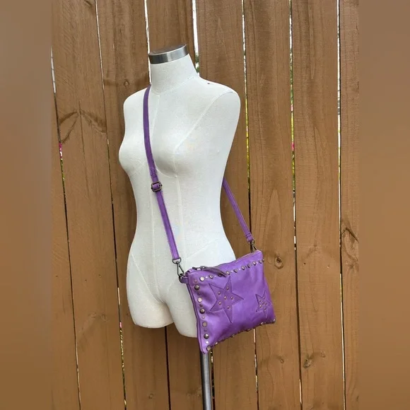 Viola Castellani Milano Studded Italian Leather ‘Star’ Patch Crossbody Handbag - Picture 14 of 14